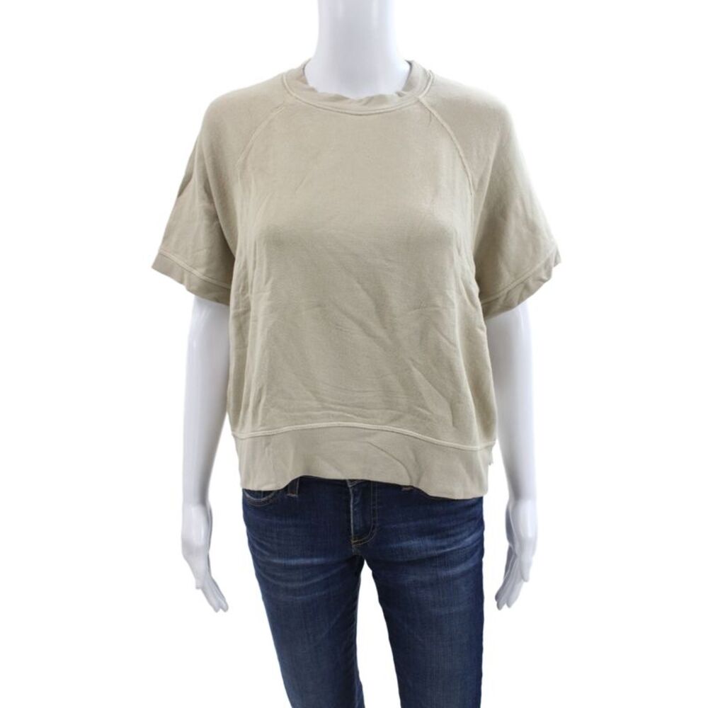 Spiritual Gangster Womens Pullover Sweatshirt Beige Short Sleeve Size M